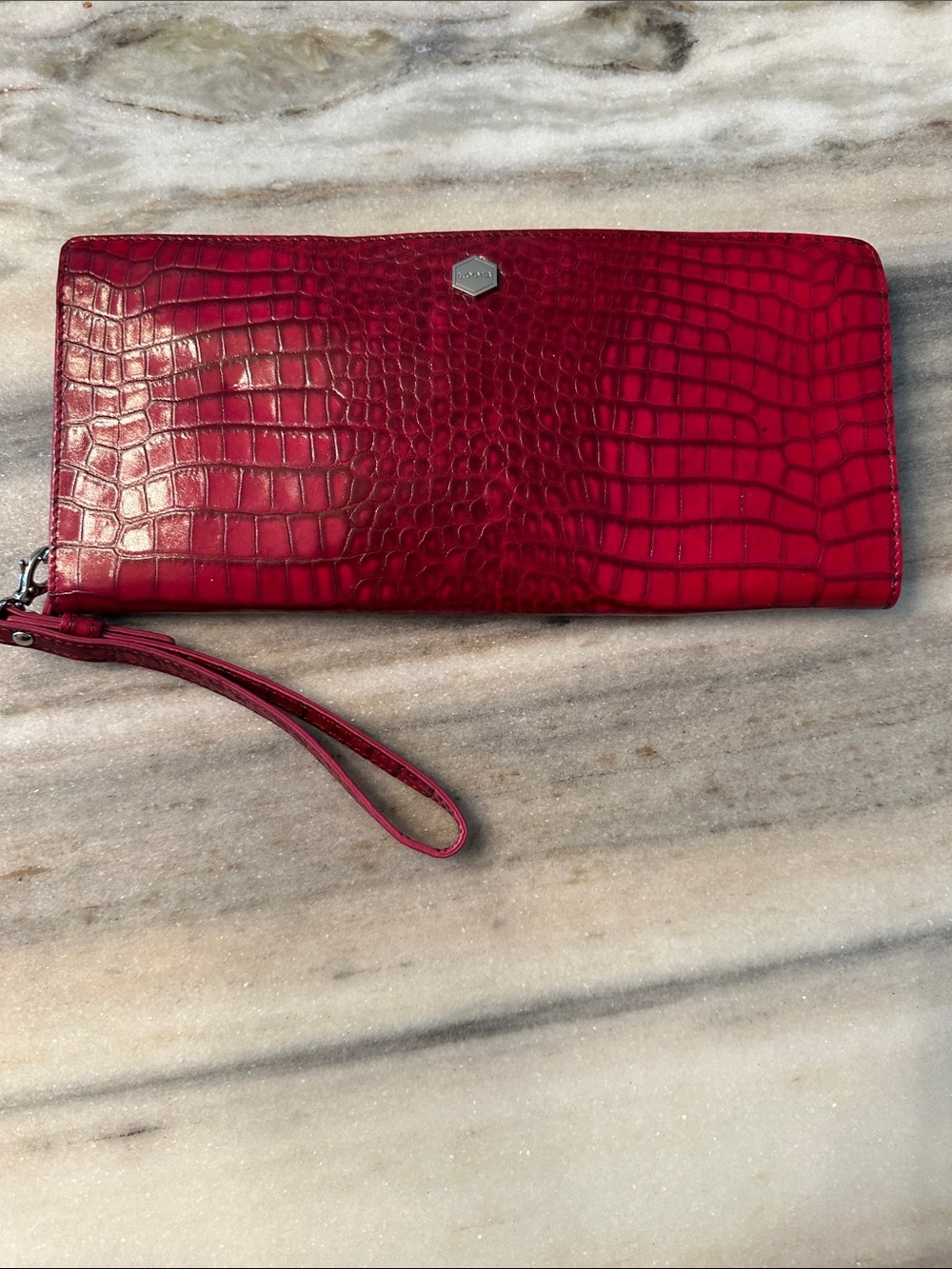 LODIS CROC EMBOSSED CLUTCH -Wristlet